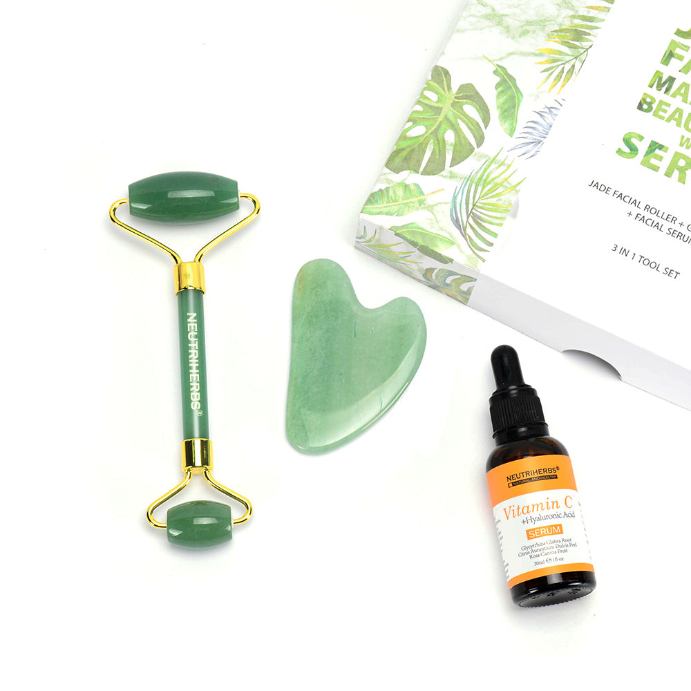 Jade Facial Massager Beauty Set With Serum Amarrie Cosmetics