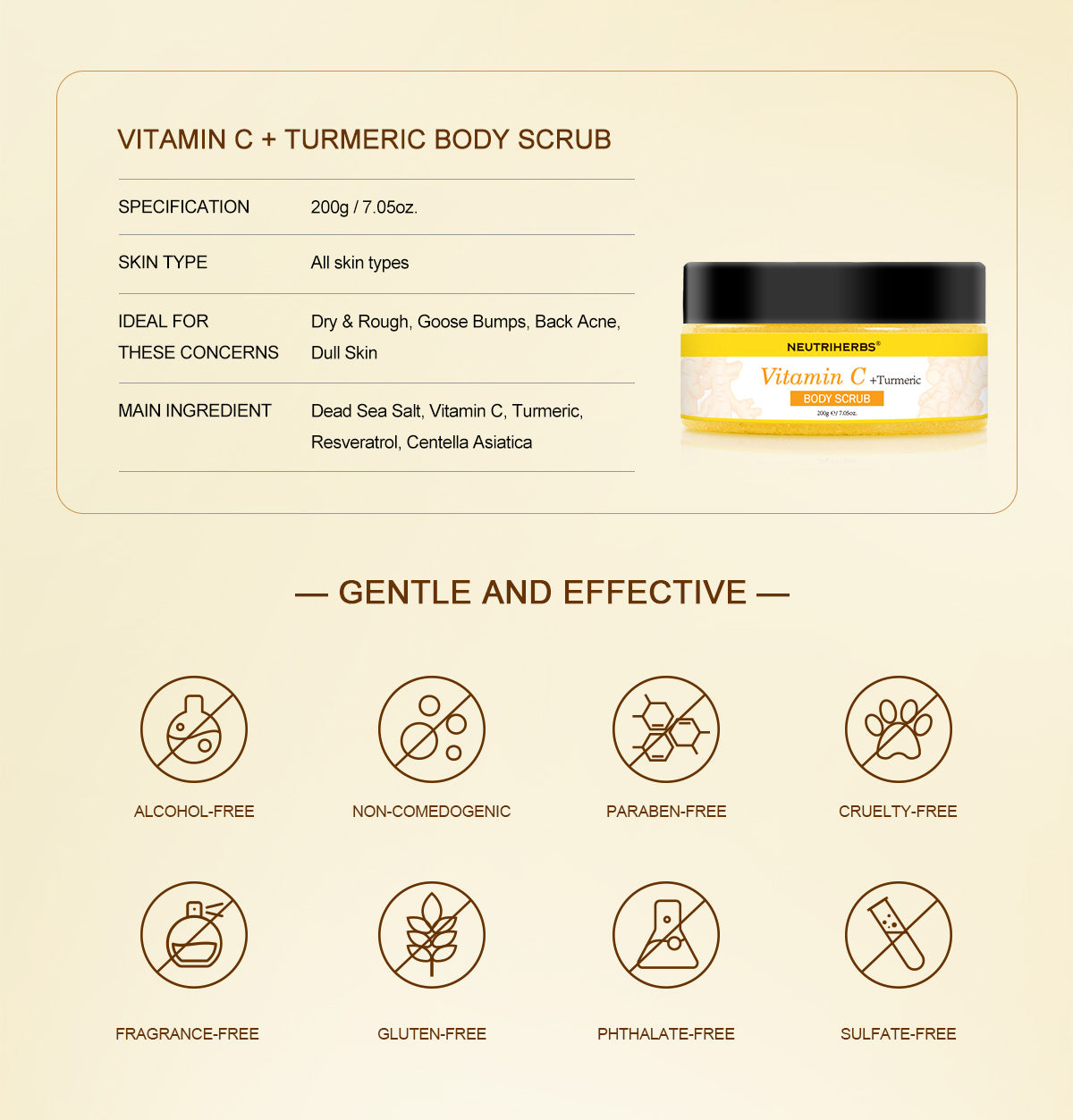 Private label & Wholesale Best Turmeric&Vitamin C Body Scrub Helps Reducing hyperpigmentation