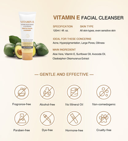 Facial Cleanser Supplier Vitamin E Intensive Moisture  Gentle Cleanser