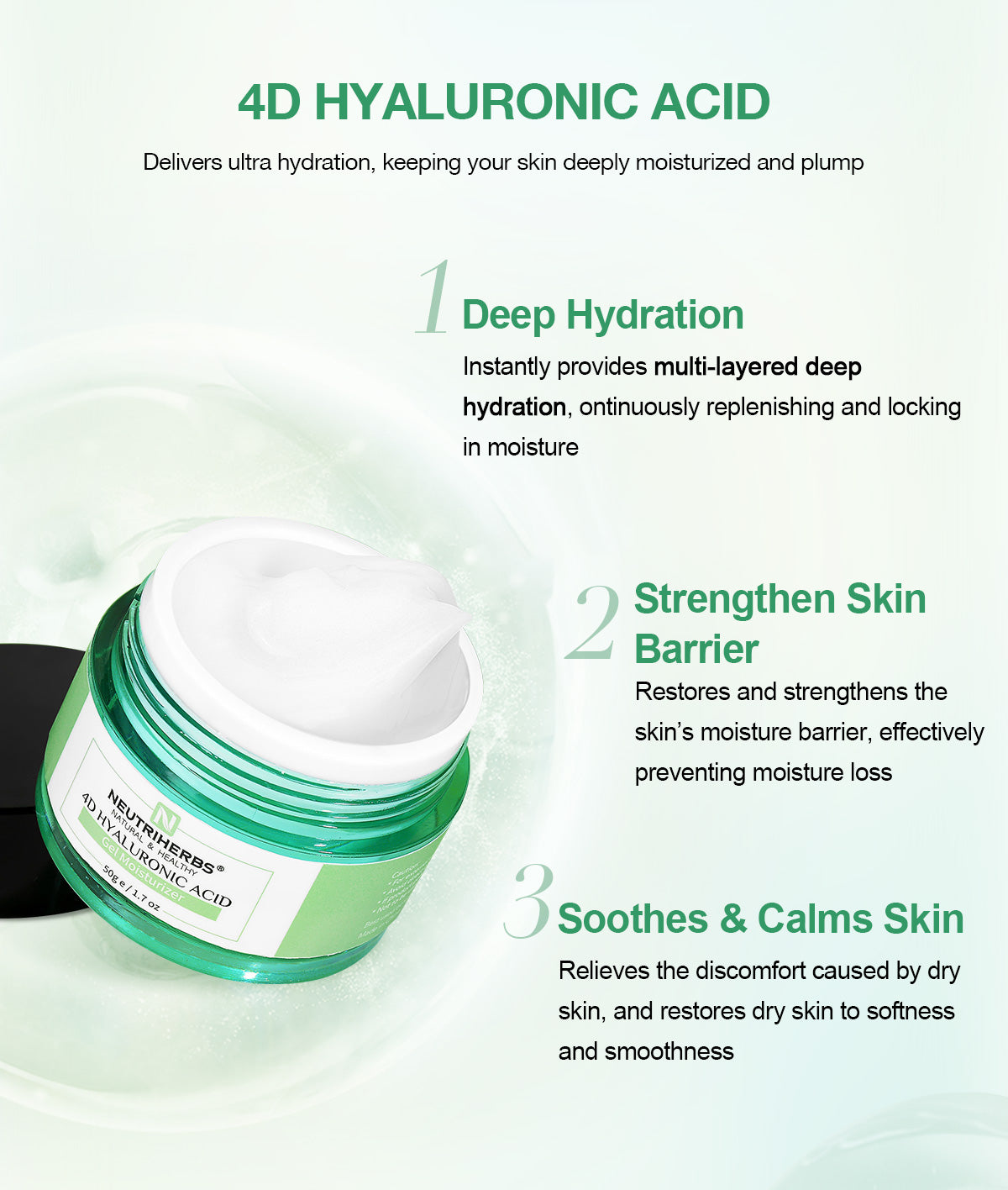 Private Label 4D Hyaluronic Acid Gel Moisturizer Face Cream