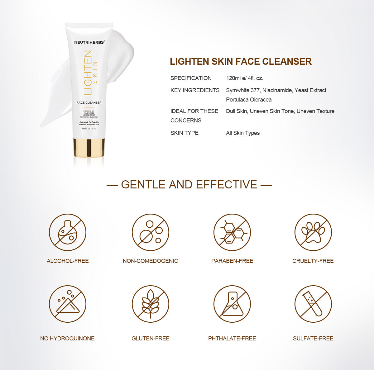 Wholesale & Private Label Lightening and Brightening Skin Whitening Face Cleanser For Dark Skin